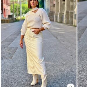Free People Cream Maxi Skirt